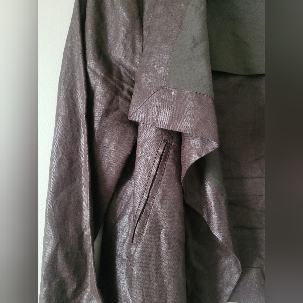 Magaschoni Women's Luxury Linen/Cotton Cropped Jacket Brown Small - Picture 7 of 16